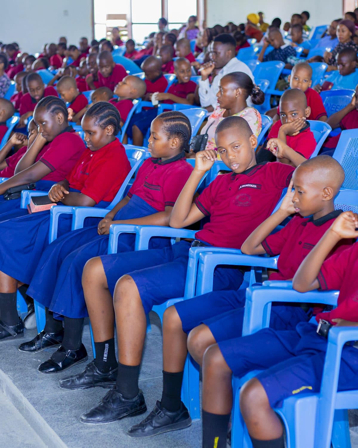 School-age children of the parish seated in the church