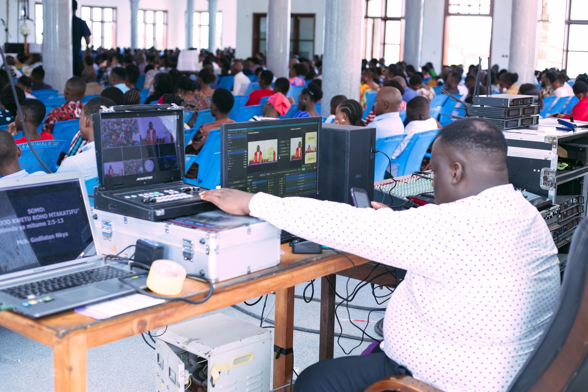 Pastor preaching during a service