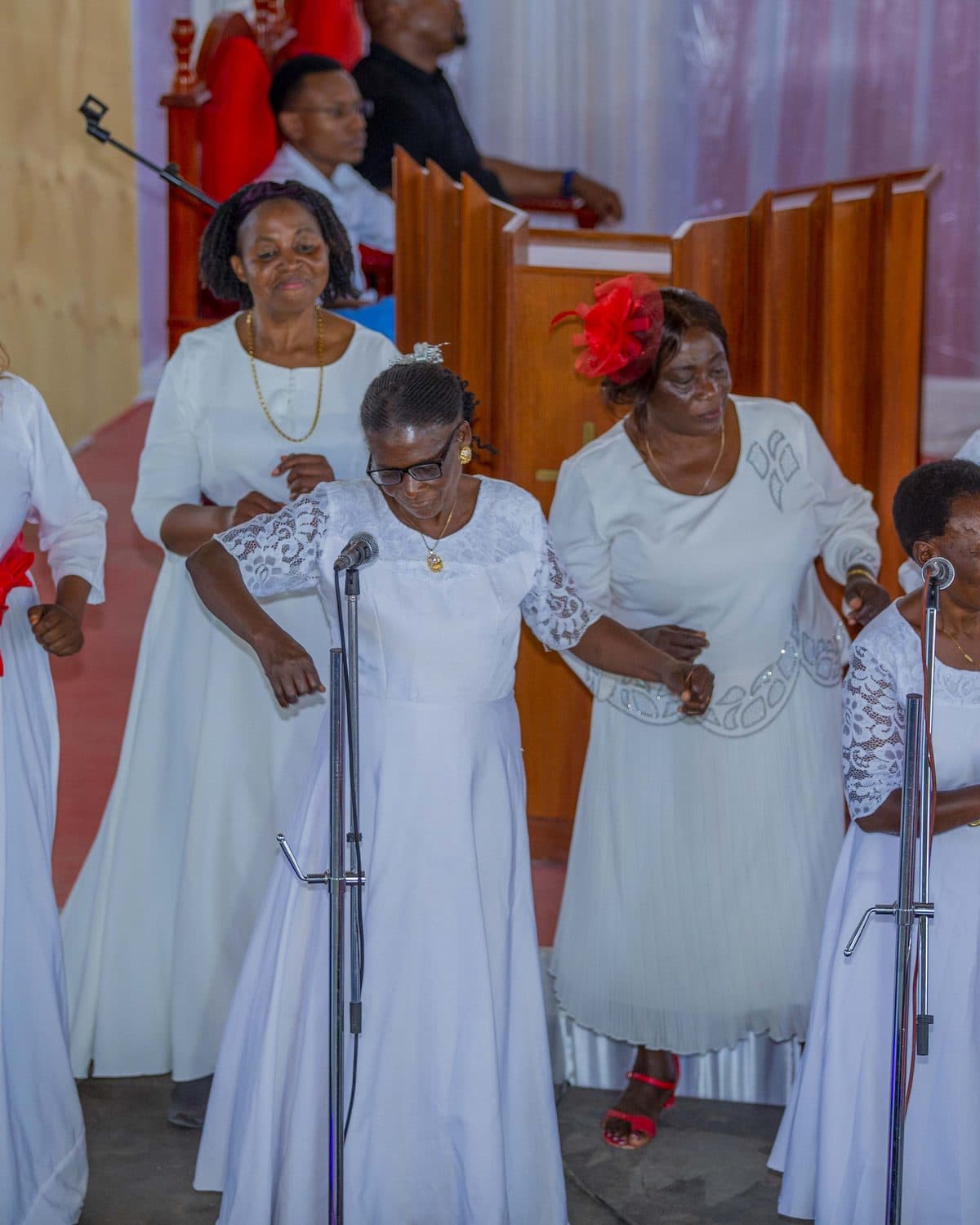 The women's fellowship leading worship